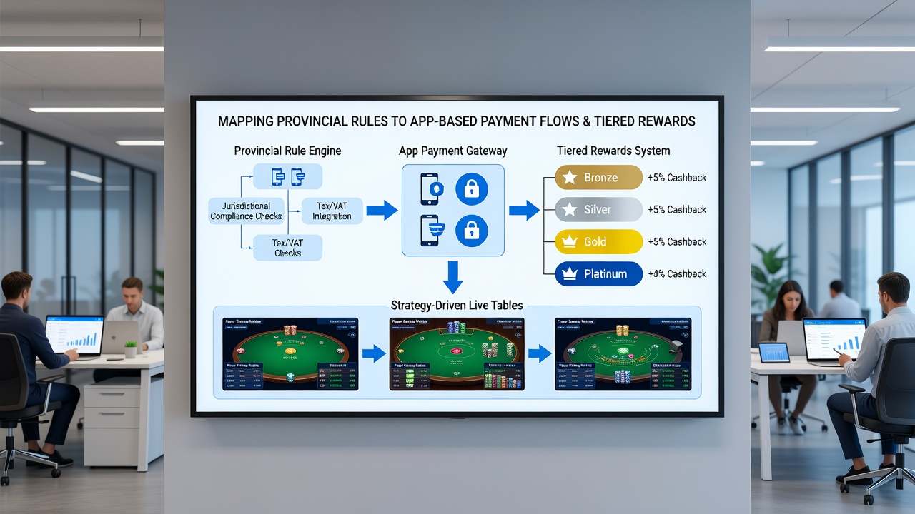 Flowchart illustrating tiered rewards progression linked to app payment verification under provincial rules
